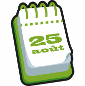 Éphéméride montrant la date du retours de la période de congés (25 août 2025)